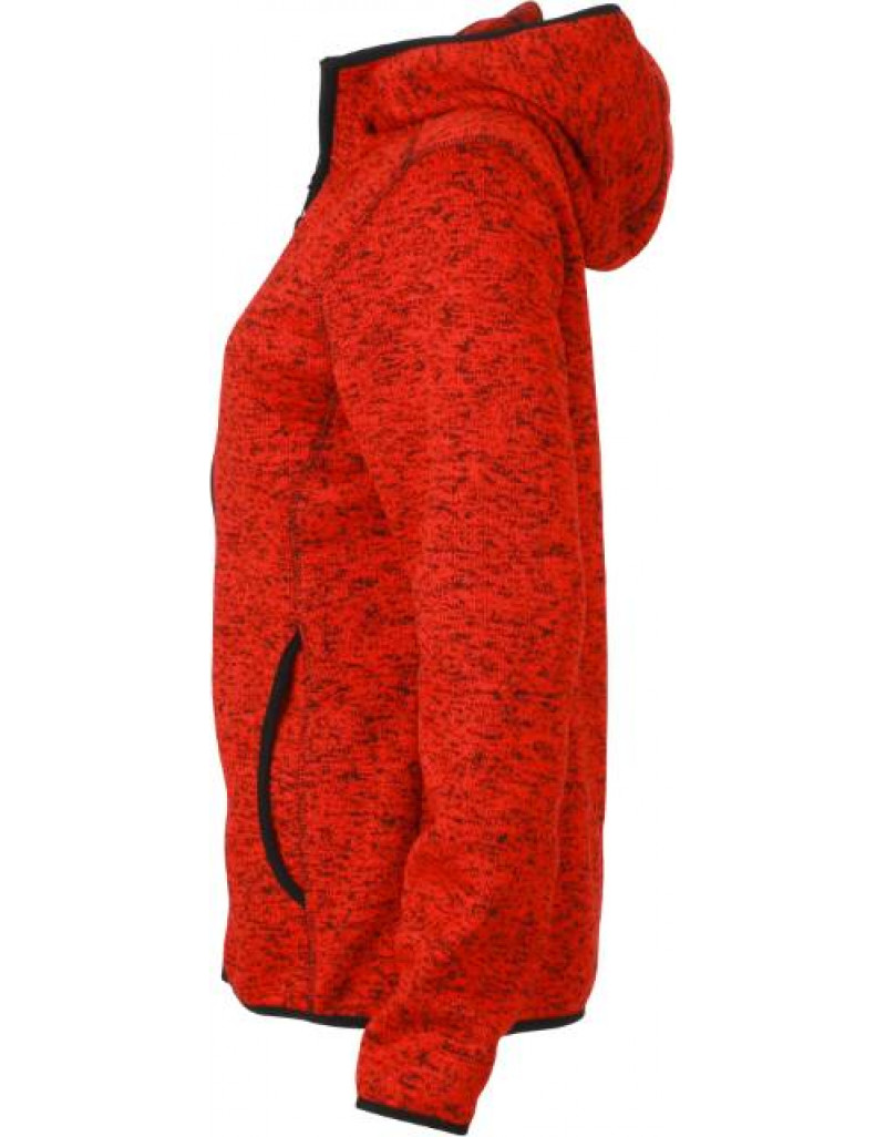 Jachetă tricotată cu glugă din fleece pentru femei